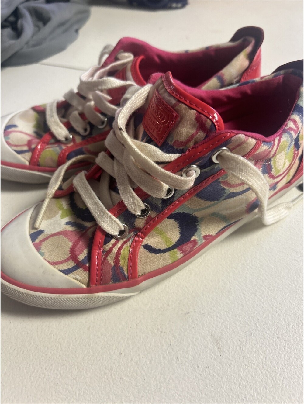 COACH Barrett Multicolor Canvas Signiture C Low Top Sneakers Women's Size 7b